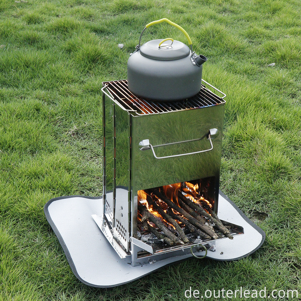 HS10R Outdoor Camping Edelstahl tragbarer BBQ Herd Square Form Camping -Utensilien kleine Mini -Party einfach Grill Take Grill